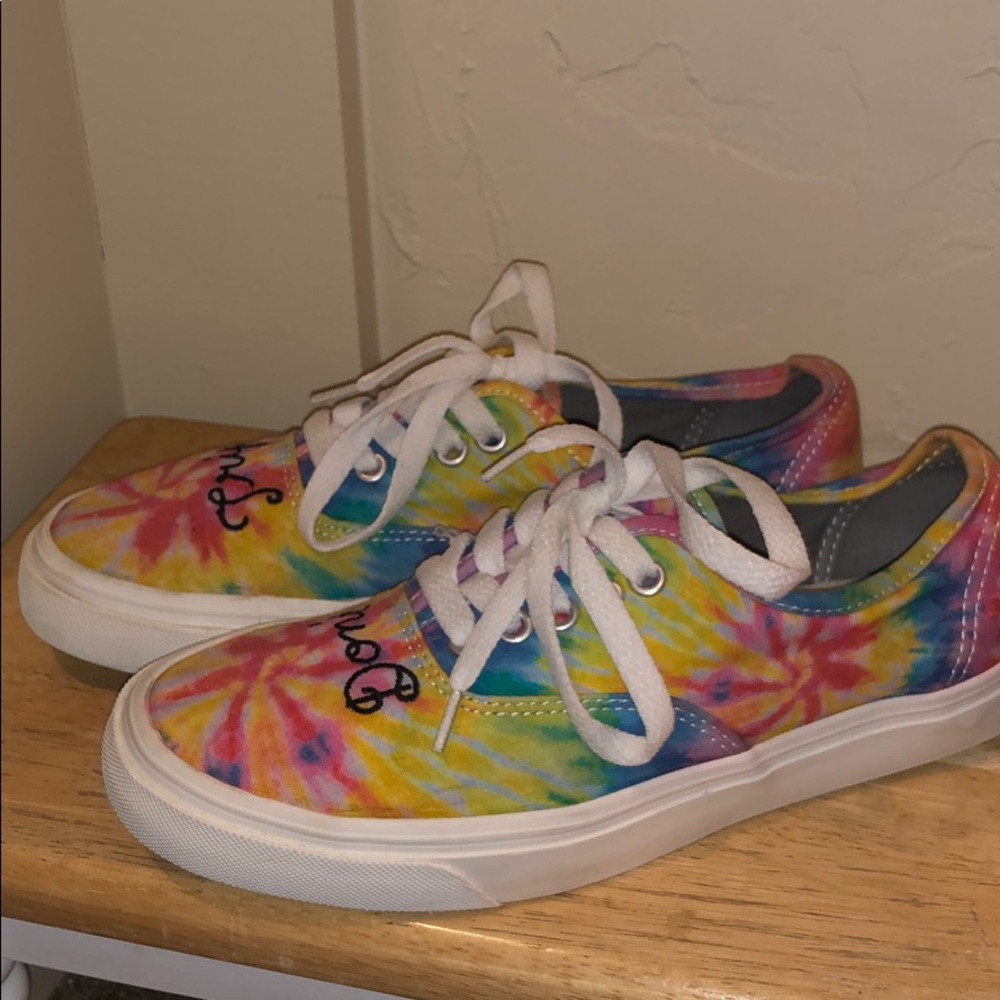 Tie-dye “don’t trip” slip on sneakers size 8